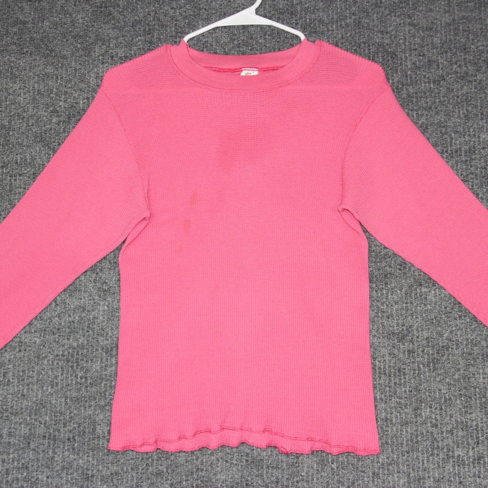 Vintage Thermal‎ Knit Top Long Sleeve Women's L Y2K Skater Retro Grunge Layering